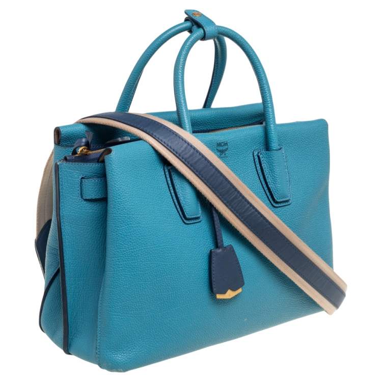 Pre Owned MCM Blue Leather Milla Park Avenue Satchel 