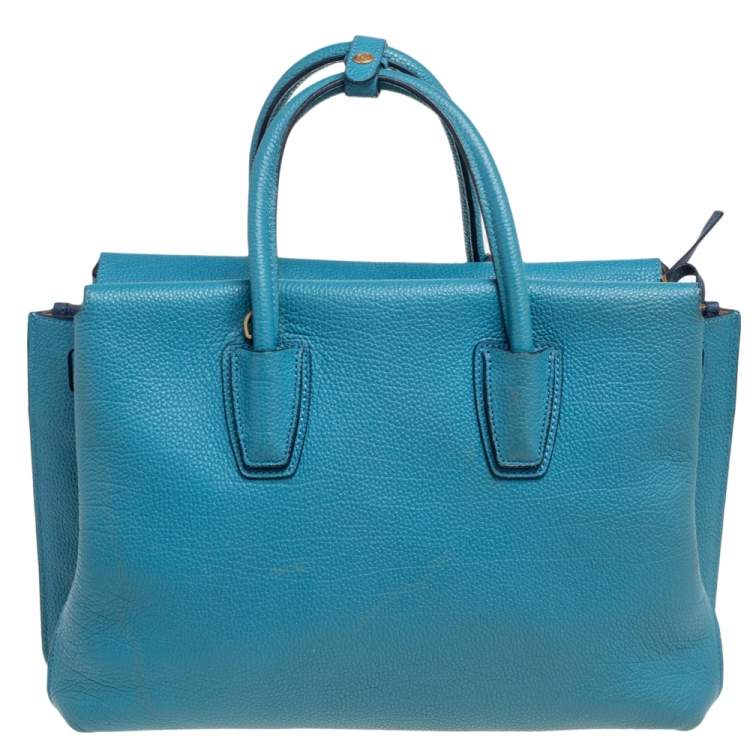 Pre Owned MCM Blue Leather Milla Park Avenue Satchel 