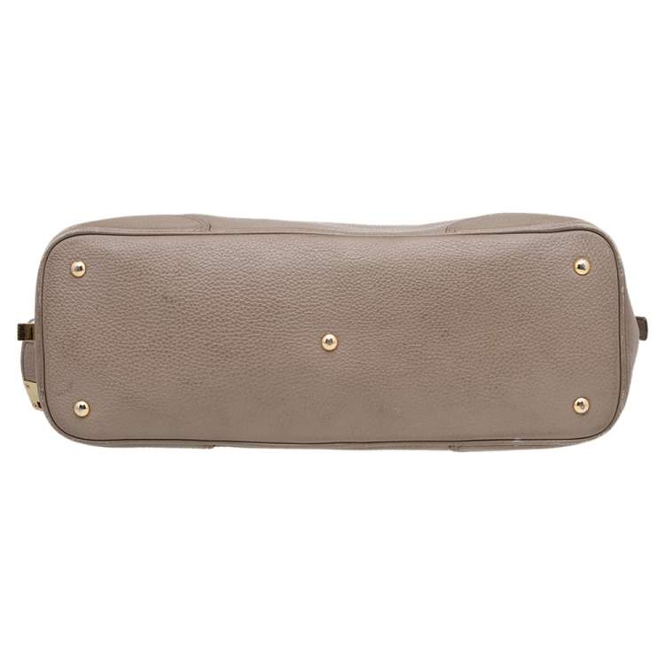 Pre Owned MCM Beige Leather Studded Alma Top Handle Dome Bag