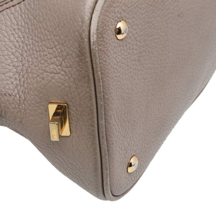 Pre Owned MCM Beige Leather Studded Alma Top Handle Dome Bag