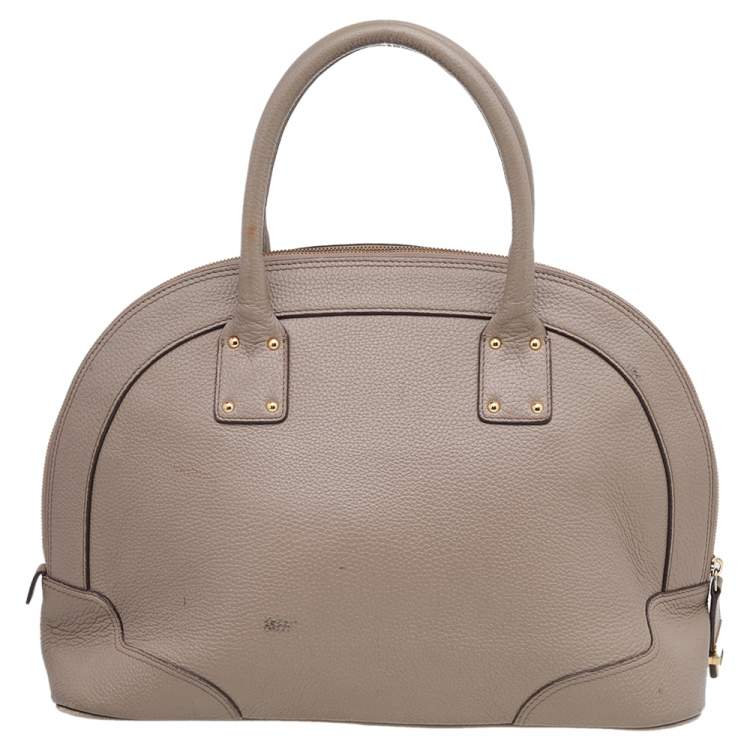 Pre Owned MCM Beige Leather Studded Alma Top Handle Dome Bag