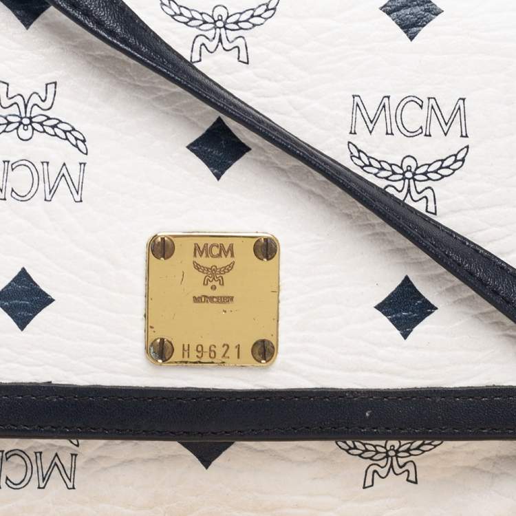 Pre Owned MCM White Visetos Coated Canvas Mini Crossbody Bag