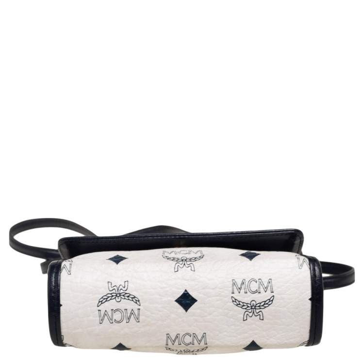 Pre Owned MCM White Visetos Coated Canvas Mini Crossbody Bag