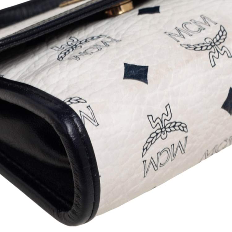 Pre Owned MCM White Visetos Coated Canvas Mini Crossbody Bag