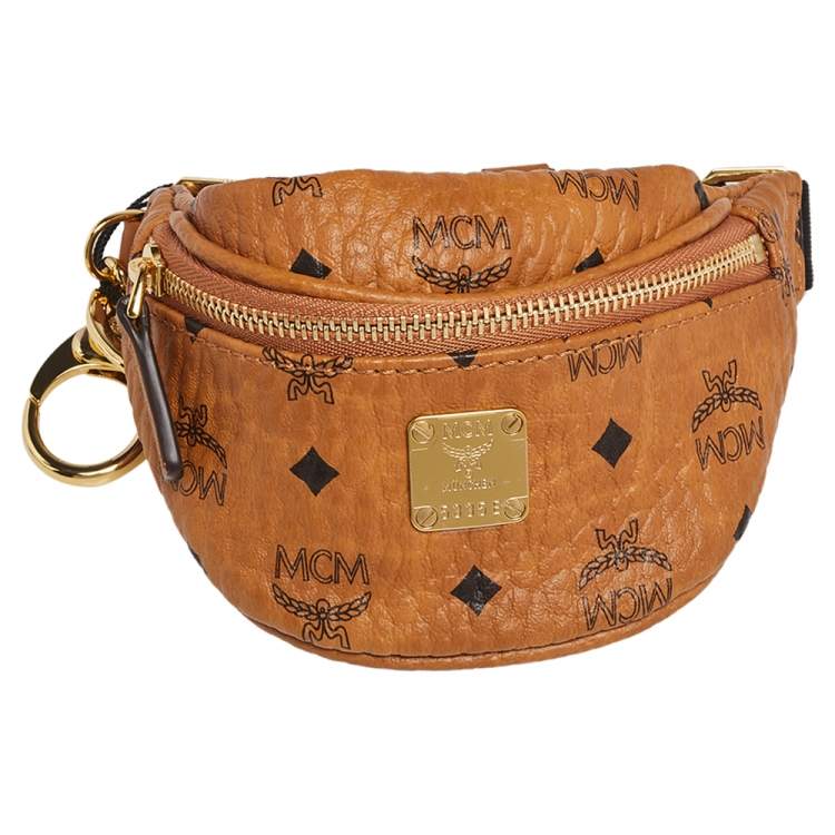 Pre Owned MCM Cognac Visetos Coated Canvas Belt Bag Charm