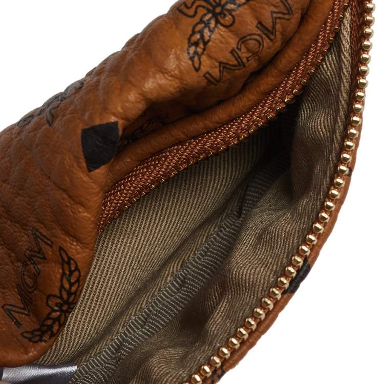 Pre Owned MCM Cognac Visetos Coated Canvas Belt Bag Charm