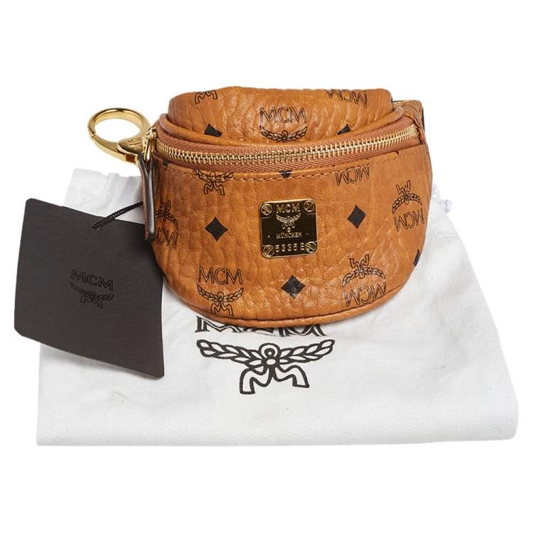Pre Owned MCM Cognac Visetos Coated Canvas Belt Bag Charm