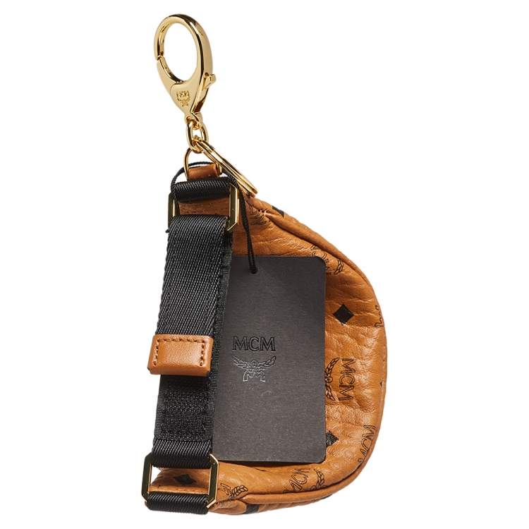 Pre Owned MCM Cognac Visetos Coated Canvas Belt Bag Charm