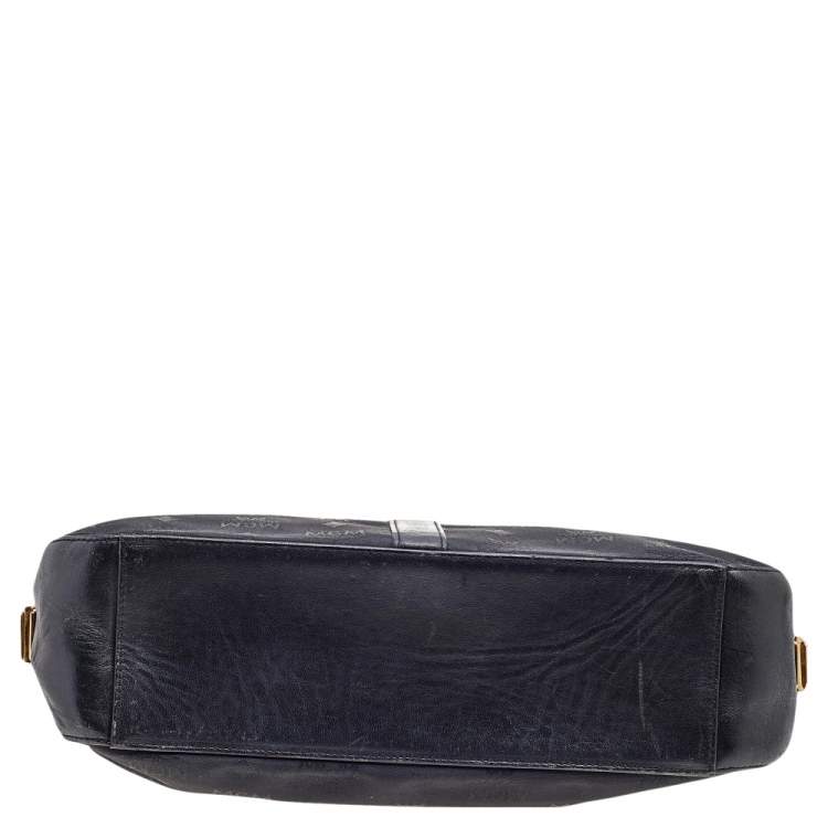 Pre Owned MCM Black Visetos Nylon and Leather Hobo