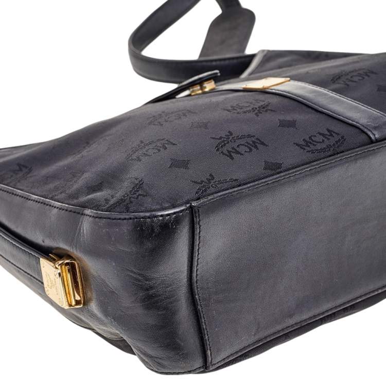 Pre Owned MCM Black Visetos Nylon and Leather Hobo