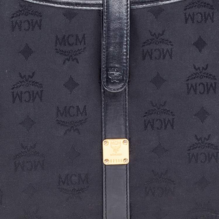 Pre Owned MCM Black Visetos Nylon and Leather Hobo