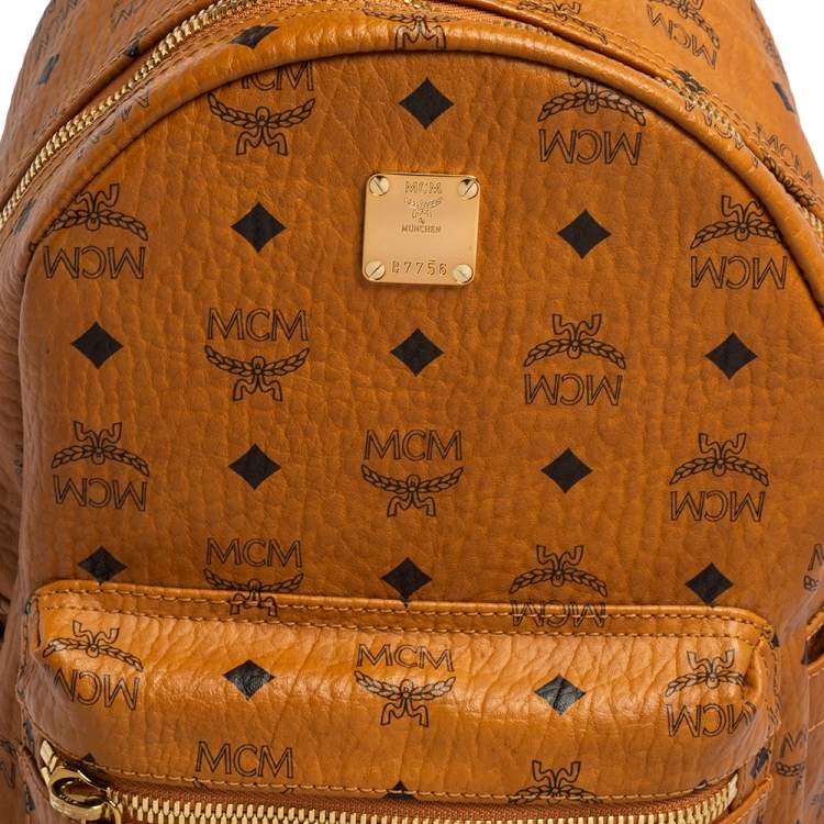 Pre Owned  MCM Cognac Visetos Coated Canvas Stark Studs Backpack 