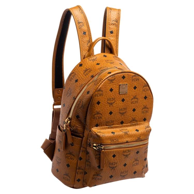 Pre Owned  MCM Cognac Visetos Coated Canvas Stark Studs Backpack 