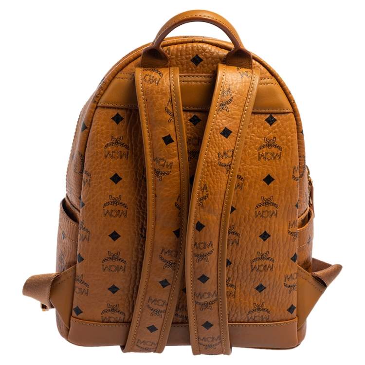 Pre Owned  MCM Cognac Visetos Coated Canvas Stark Studs Backpack 