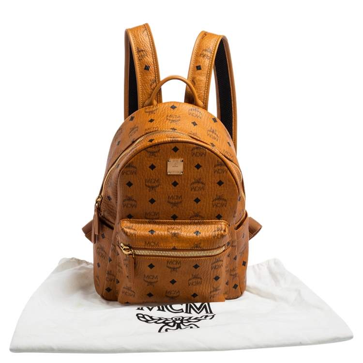 Pre Owned  MCM Cognac Visetos Coated Canvas Stark Studs Backpack 