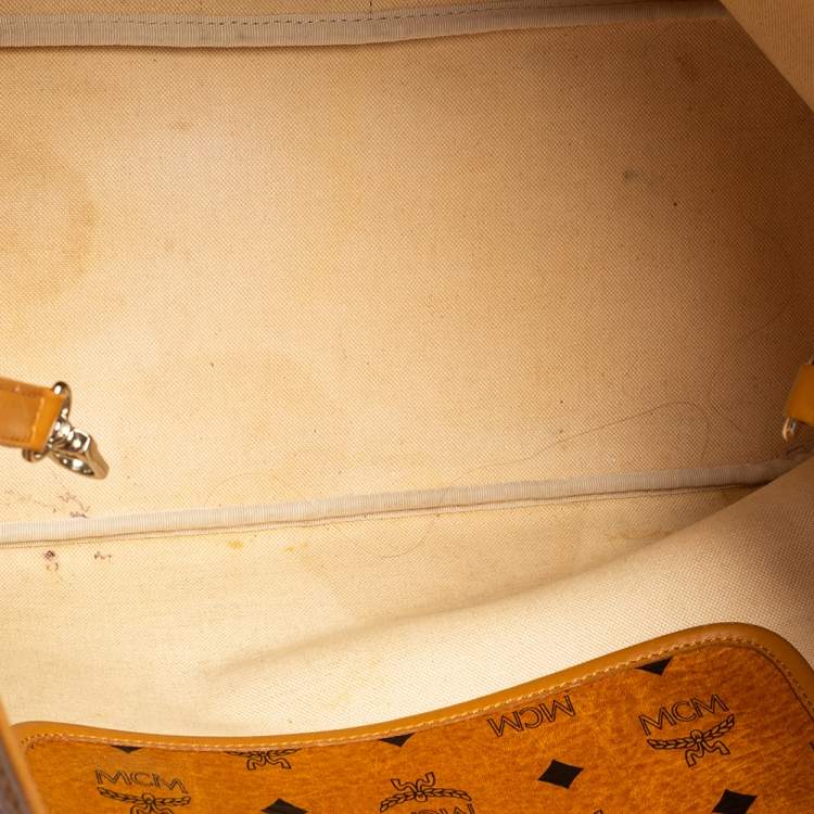 Pre Owned MCM Tan Visetos Coated Canvas And Croc Embossed Liz Tote