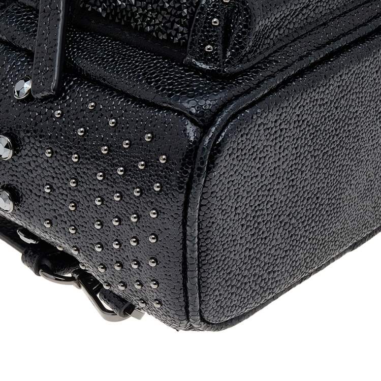 Pre Owned MCM Black Leather X Mini Stark Crystal Embellished Backpack