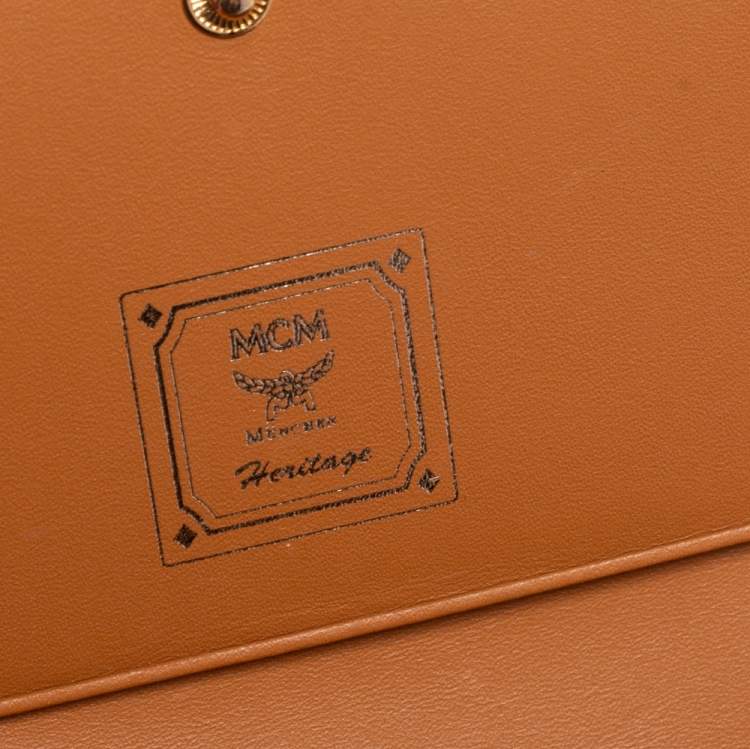 Pre Owned MCM Cognac Visetos Coated Canvas Heritage Flap Continental Wallet