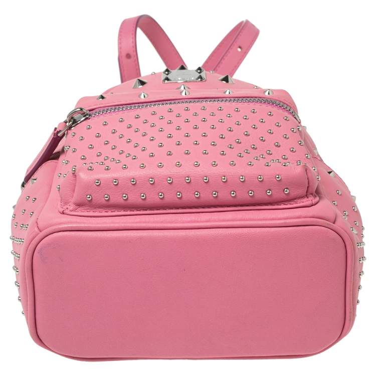 Pre Owned MCM Pink Leather X Mini Studded Stark-Bebe Boo Backpack