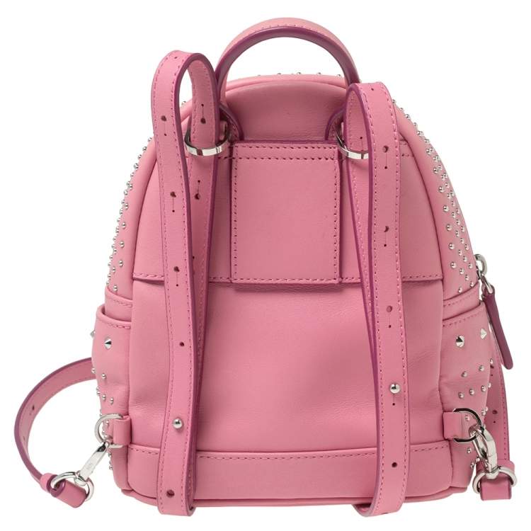 Pre Owned MCM Pink Leather X Mini Studded Stark-Bebe Boo Backpack