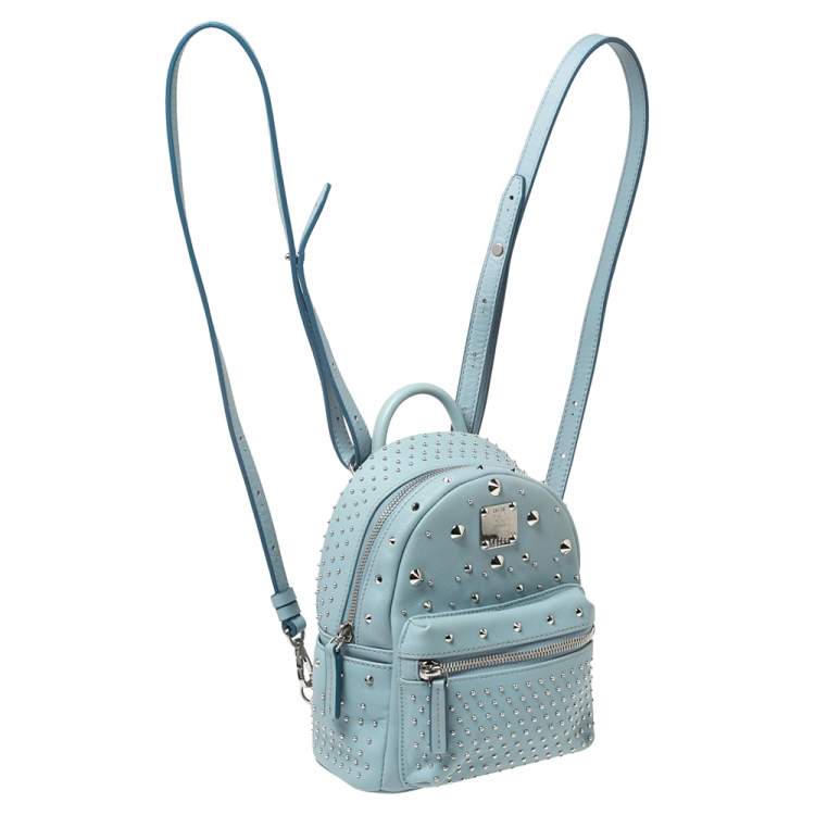 Pre Owned MCM Blue Leather X Mini Studded Strak-Bebe Boo Backpack