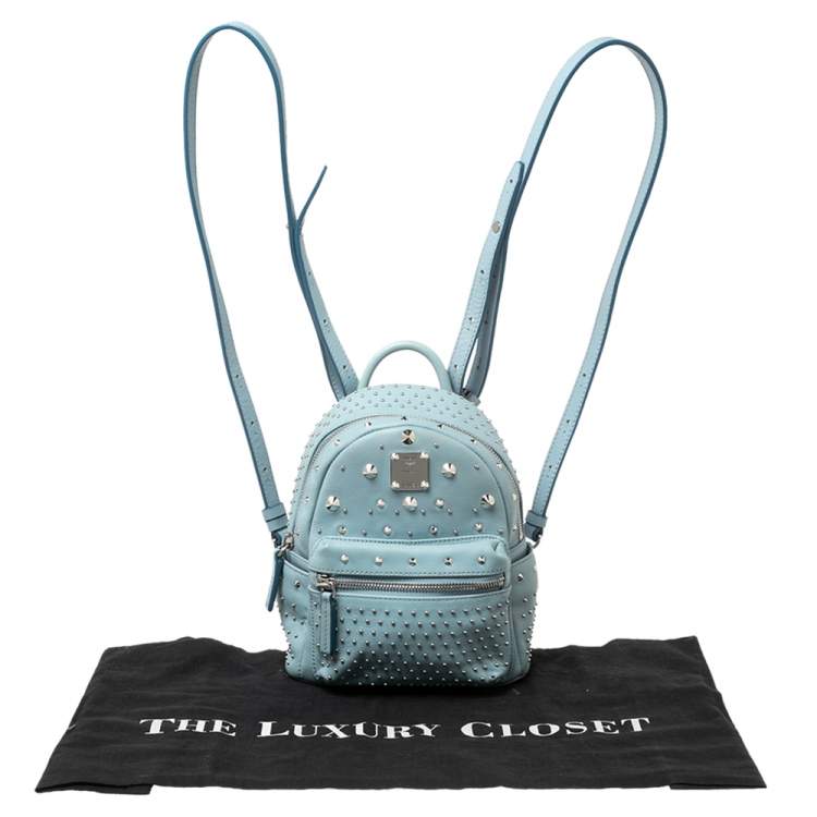 Pre Owned MCM Blue Leather X Mini Studded Strak-Bebe Boo Backpack