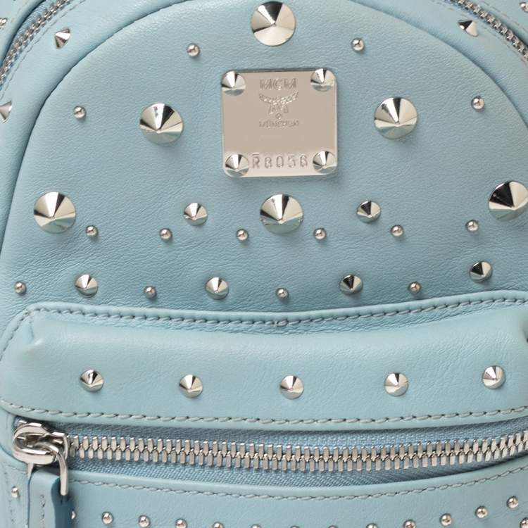 Pre Owned MCM Blue Leather X Mini Studded Strak-Bebe Boo Backpack