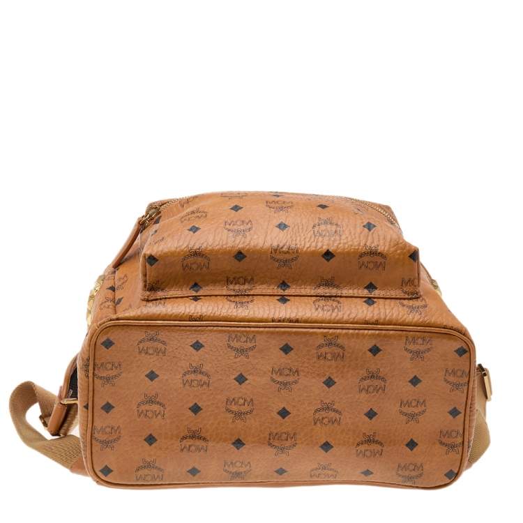 Pre Owned MCM Cognac Visetos Coated Canvas Large Stark Backpack