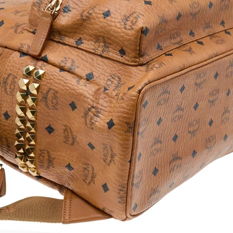 Pre Owned MCM Cognac Visetos Coated Canvas Large Stark Backpack