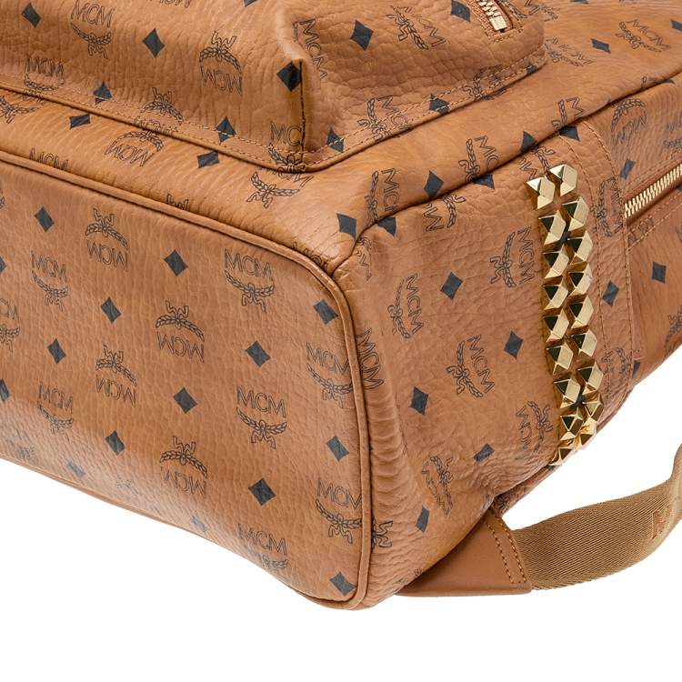 Pre Owned MCM Cognac Visetos Coated Canvas Large Stark Backpack