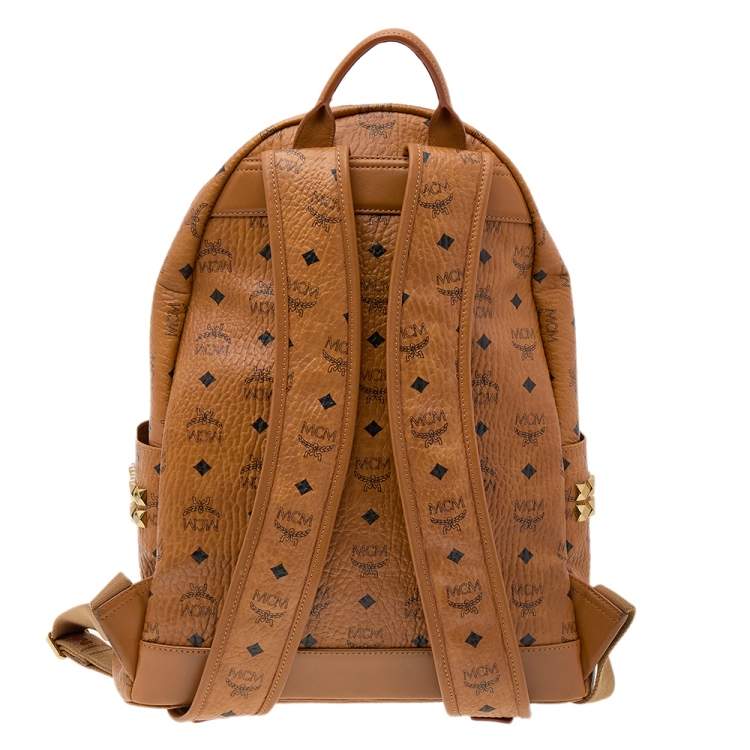 Pre Owned MCM Cognac Visetos Coated Canvas Large Stark Backpack
