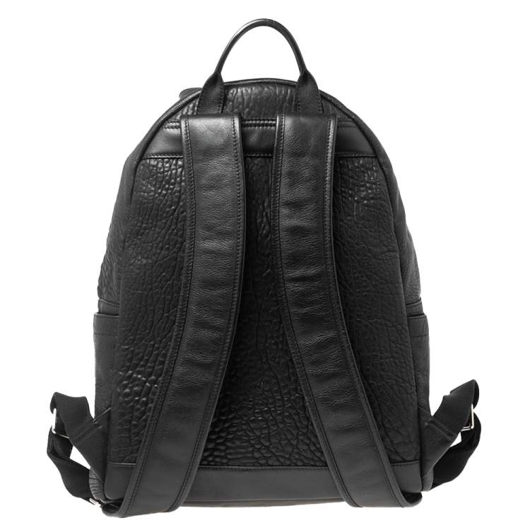 Pre Owned MCM Black Leather Keana Medium Backpack  