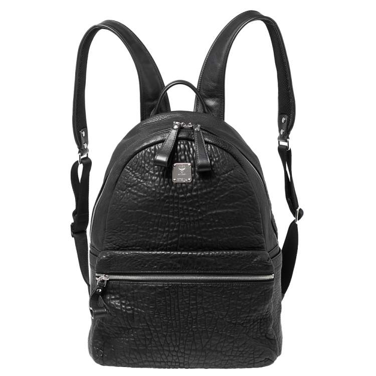 Pre Owned MCM Black Leather Keana Medium Backpack  