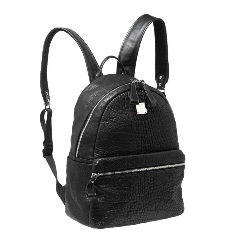 Pre Owned MCM Black Leather Keana Medium Backpack  