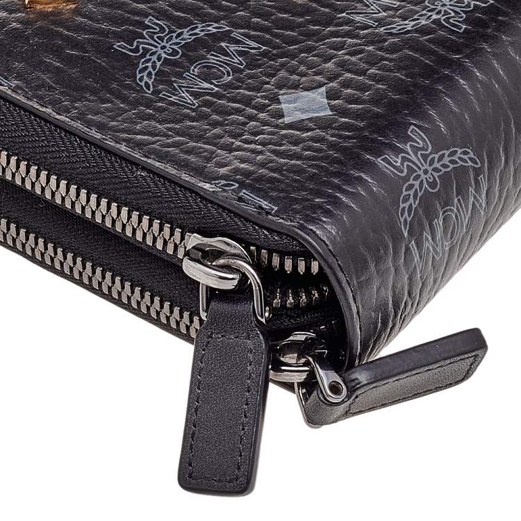 Pre Owned MCM Black Visetos Coated Canvas Organiser Wallet