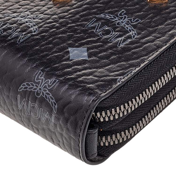 Pre Owned MCM Black Visetos Coated Canvas Organiser Wallet