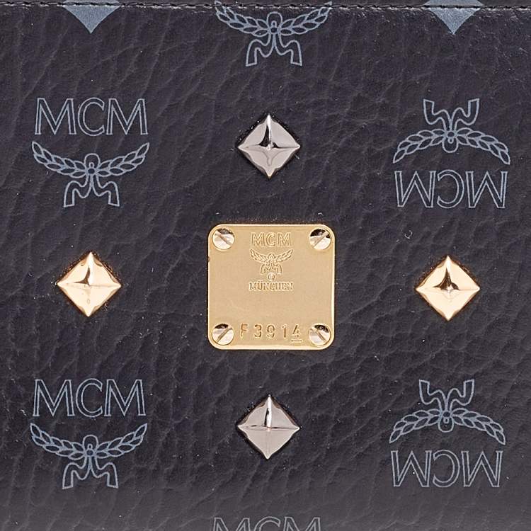 Pre Owned MCM Black Visetos Coated Canvas Organiser Wallet