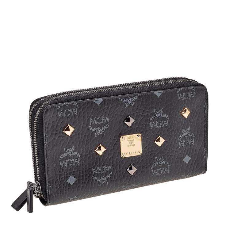 Pre Owned MCM Black Visetos Coated Canvas Organiser Wallet