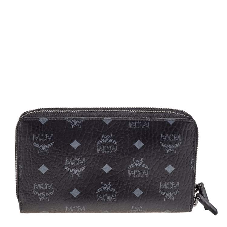 Pre Owned MCM Black Visetos Coated Canvas Organiser Wallet