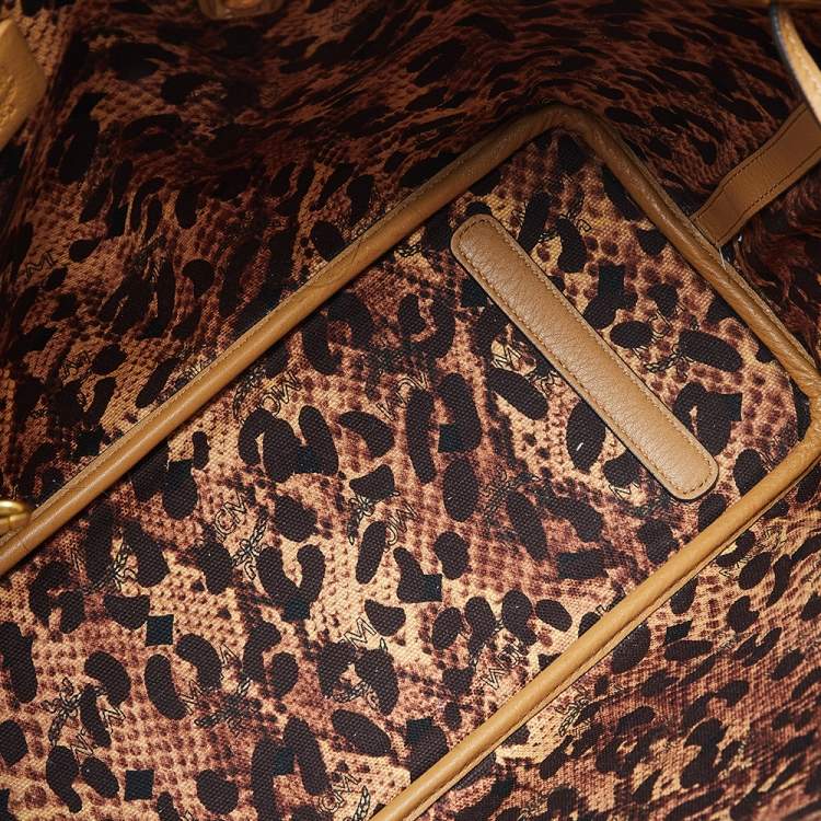 مملوكة مسبقًا MCM Cognac Visetos Coated Canvas Reversible Liz Shopper Tote