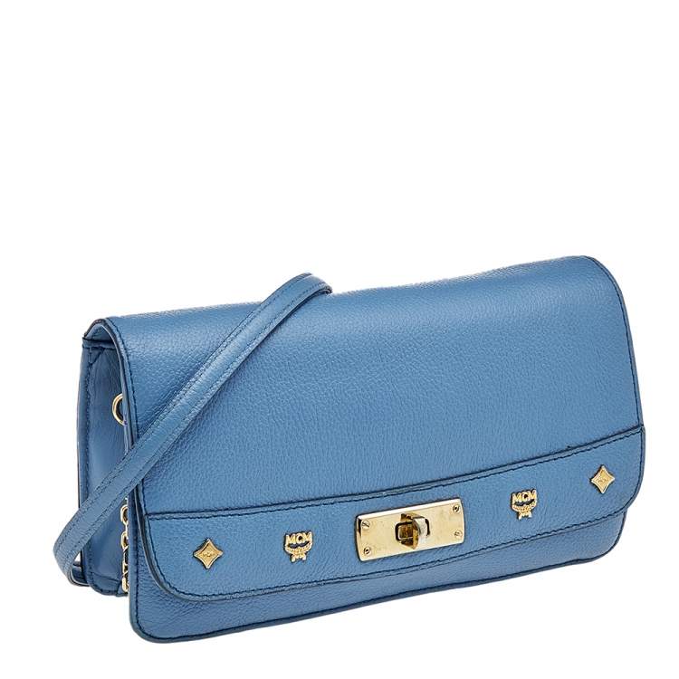 Pre Owned MCM Blue Leather Shoulder Bag