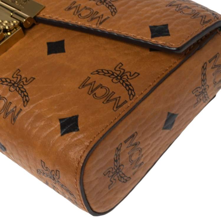 Pre Owned MCM Cognac Visetos Coated Canvas Patricia Wallet on Chain