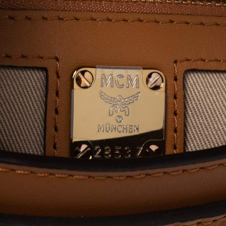 Pre Owned MCM Cognac Visetos Coated Canvas Patricia Wallet on Chain