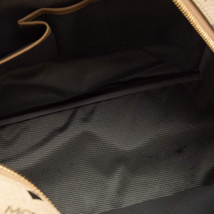 Pre Owned MCM Light Beige Visetos Coated Canvas And Leather Studded Stark Backpack