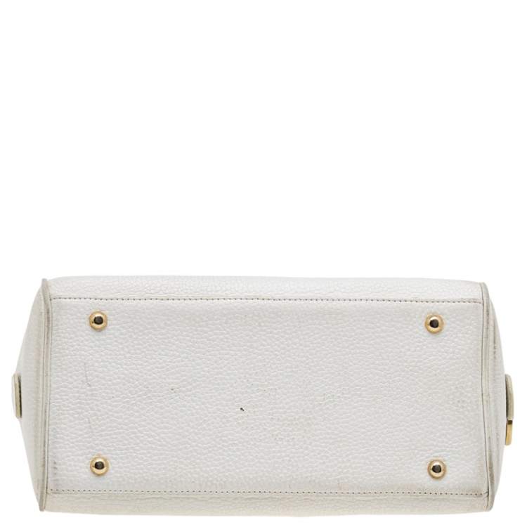 Pre Owned MCM Beige/White Visetos Canvas and Leather Satchel