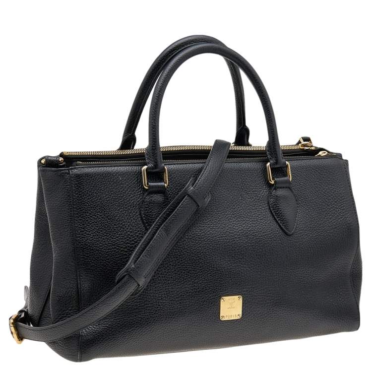 Pre Owned MCM Black Leather Double Zip Satchel