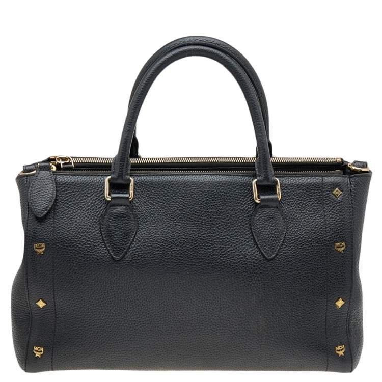 Pre Owned MCM Black Leather Double Zip Satchel