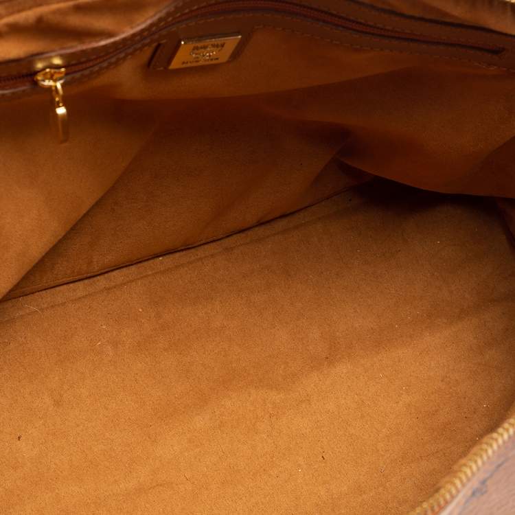 Pre Owned MCM Cognac Visetos Coated Canvas and Leather Dome Satchel
