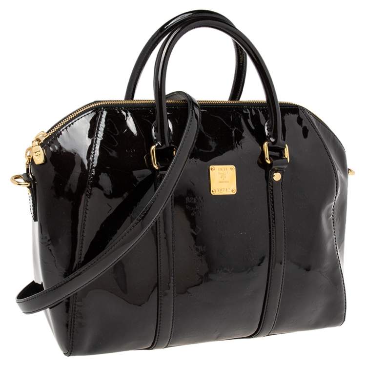 Pre Owned MCM Black Patent Leather Satchel