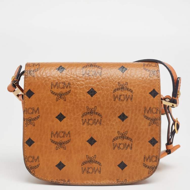 مملوكة مسبقًا MCM Cognac Visetos Coated Canvas and Leather Patricia Crossbody Bag